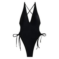 Ženski kupaći kostimi su čvrsti push up visoke rezne čipke up halter bikini set kupaći kostim kupaći