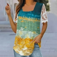 Yyeselk radne bluze za žene modni casual trkački vrat mrežica za patchwork kratkih rukava tunik vrhovi