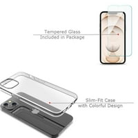 Slim-Fit Gel TPU Telefon za telefon za iPhone 14, sa zaštitnikom zaslona od kaljenog stakla