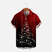 Muška majica Clearence Plus Veličina Božićska tiskana Jednokrevetna džepa Božićna majica Casual Labavi