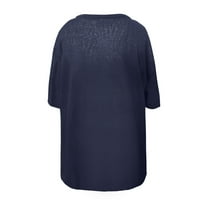 Ženski bluze Ženski ljetni plus veličina labava moda V-izrez bombona Boja majica kratkih rukava Navy