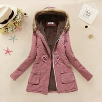 Haxmnou Ženski topli zadebljani kaput topli trendi zimski modni obložen kapuljač snijeg kaput jakna