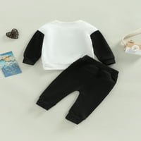 Novorođena beba jesenska odjeća set dugih rukava slovo pulover + solidne hlače duge boje