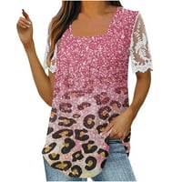 Caveitl ženske majice, ženska modna tiskana, ležerna bluza s majicom s kratkim rukavima, bluza ružičaste,