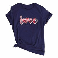 PXIAKGY O-izrez Print Lets Love Majica kratkih rukava za ženska majica Modna ženska bluza Mornarsko