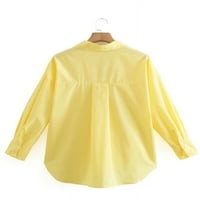 Ogrlica od rublja žuta labava bluza Ženska majica s dugim rukavima Ležerne prilike za Lady Tops Blusas
