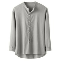 Cotonie muns Henley pamučna majica dugih rukava rever up majica majica pune boje casual ljetna bluza