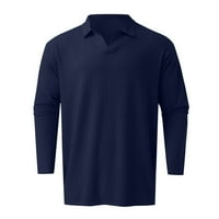 Kali_store Slim Fit polo majice za muškarce muške polo majice dugih rukava casual plug ovratnik za golf