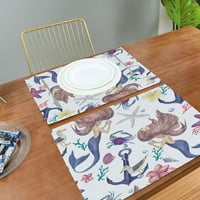 Sidra sidra Placemats set hippa boho rakova morske školjke Mješta se pere za kuhinju trpezarijski stol otporan na toplinu otporna na toplinu, dekorativni dekorativni palici