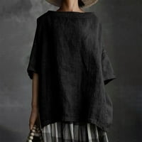 USMIXI majice za žene plus veličine prozračne pamučne posteljine vintage pulover vrhovi Ters Ljetni