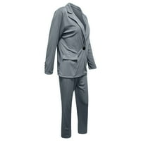 DRPGunly Outfits za ženska kancelarijsko odijelo Podesite dugme dugih rukava Svečana jakna + odijelo