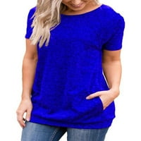 Voguele Women majica Solid Color Tee kratki rukav majica Loungeward Pulover Loove Tunic Bluza Crna L