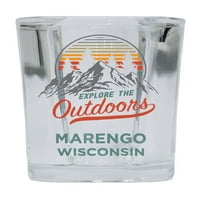 Marengo Wisconsin Istražite otvoreni suvenir Square Square Base alkohol Staklo 4-pakovanje