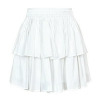 Suknje za žene Ljeto Žene suknje New Double Rayon Pure Color Falbala elastične suknje Žene Slatki elegantni