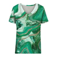 Scyooekwg majice za žene kratki rukav vrhovi klirence mramorni otisak Trendi V-izrez Ljeto Plus veličina