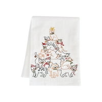Gallerie II CAT Christmas Drvo Ispis Ručnici za ručnike sa bijelim pamučnim brašnom ručnicima