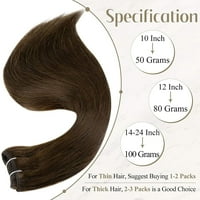 Full Shine Hair Weft Real Remy ljudska kosa šivati ​​u proširenju kose srednje smeđe ekstenzije za kosu
