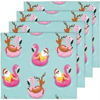 Božićni flamingo placemat Držač ploča set od 4, zaštitni stolni prostirci