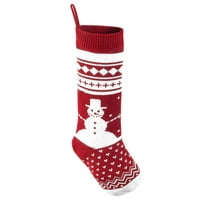 Multitrast pleteni božićni čarapa sa visećim uzorkom uže