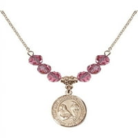 Ogrlica sa pozlaćenom zlatom HAMILTON W Rose Pink listotobar mjesec rođenja Kamene perle i sveta Marija