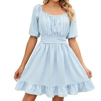 Pedort Plus Veličina haljina Ženska haljina lepršava haljina Ležerne prilike, Blue, XL