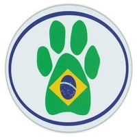 Magnet sa ovalnim oblikovanim oblikovanjem - Brazilska zastava psa PAW - Brazil - Automobili, kamioni,