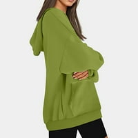 Funicet Womens Prevelizirani duksevi Duksevi Fleece Crew izrez Pulover Duksere Ležerne prilike Comfy Fals Fashion Out Light Army Green XL