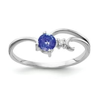 Čvrsta 14k bijeli zlatni tanzanite plavi decembar Dragine Diamond Enference Veličina prstena