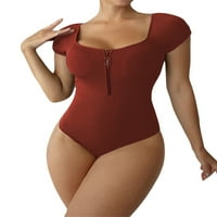 Arvbitana Žene Jedno kupaće kostim SOLD Boja kratkih rukava sa pakiranjem patentnih zatvarača Bikini Bodysuit Beachwir odjeća za kupanje