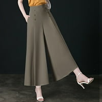 Binmer duge pantalone za žene modni visoki struk široke noge Čvrste casual udobne hlače