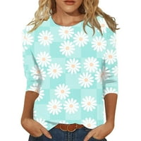 Bluze sksloeg za žene vintage cvijet od tiskanog rukava na vrhu pulover Basic T majica Bluza Ljetni