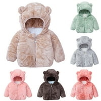 TODDLER Baby Boys Girls Plish jakne crtani medvjedi uši kapuljač debeli kaput djeca topla jeseni zimsku