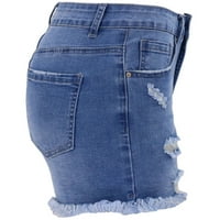 Ichuanyi ženske hlače, modni ženski džep čvrste traperice traper hlače ženske rupe do dna ležerne hlače