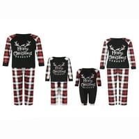 Huakaishijie Podudaranje roditeljske djece Pijamas Set Pismo & Deer Print Božić Pidžama Sleep odjeća