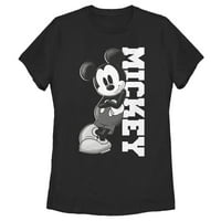 Ženski Mickey & Friends Crno-bijeli Mickey Mouse grafički tee crni veliki