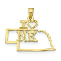 10K zlatna čvrsta Nebraska državna privjeska ogrlica od ogrlice za žene za žene -. Grama