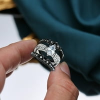 Anvazise Women prste luksuz tri sloja sjajni kubni cirkonijski otvor pjenušavih ukrasnih platine pozlaćene dame prijedlog prstena za vjenčanje nakit modni dodatak 9