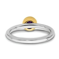 Sterling srebrna odbojna pozlaćena ametist ljubičasta februarske žarkone prstena vječnosti 10