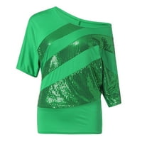 Košulje za žene Žene Sequin Casuel majica Top hladno ramena bluza plus veličina zelena m