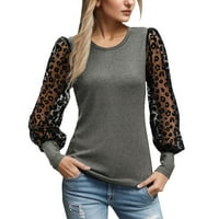 Ženske majice Ženska pulover za posadu od pulove nalik na vratu Bubble rukav kontrast dugi rukav vrhunski