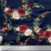 Soimoi plava teška platna tkanina Ranunculus & Penoy cvjetni print tiskani tkaninski dvorište širom