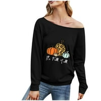 Smiješni ispis Ležerne prilike za žene za žene Pumpkin Halloween dugih rukava s dugim rukavima Oko vrata