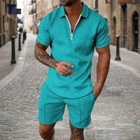 Muška majica i kratke hlače Sportski set Modni čvrsti patentni zatvarač reverske majice Pulover Duks