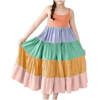 Penkiiy Toddler Djevojke Modne slatke Rainbow boje Kopanje ispisa obustave haljina dječja dječja odjeća