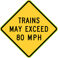 Promet i skladišni znakovi - Vlakovi mogu prelaziti 80 mph aluminijumski znak Ulično odobreno Znak 0.
