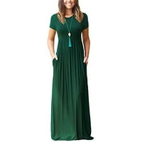 Fattazi Womne haljine Ženski kratkih rukava visoka struka velika ljuljačka suknja pokazuje tanki okrugli