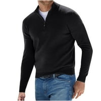 Muški dugih rukava četvrt-zip džemper jesen zimski vrhovi pleteni pulover polo meko ugodne zbojene dukseve
