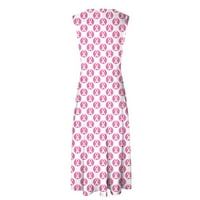 Sinimoko Womens Ljeto ružičasta ružičasta haljina Ležerne prilike V izrez Maxi haljine