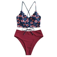 Scaloped Women Crisscross kupaći kostim cvjetni kupaći kupaći kostimi za kupaće kostimi