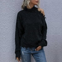 Hladne vrhove ramena za žene Seksi casual obične boje dugih rukava Trendi razjađeni pleteni džemperi